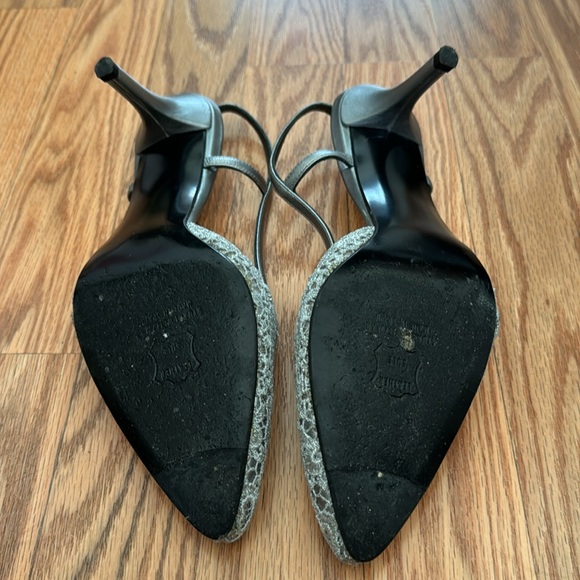 Stuart Weitzman Leather Slingback Pumps (Grey & Metallic)- Size 7.5M - Picture 7 of 7